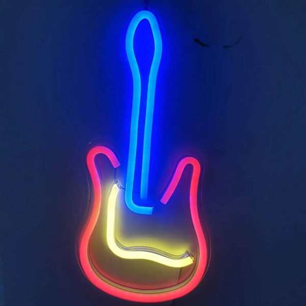 LED Neonljusskylt Gitarr Nattljus USB med Akryl Bakplatta för Hemfest Bröllop Bar Dekorativ Lampa