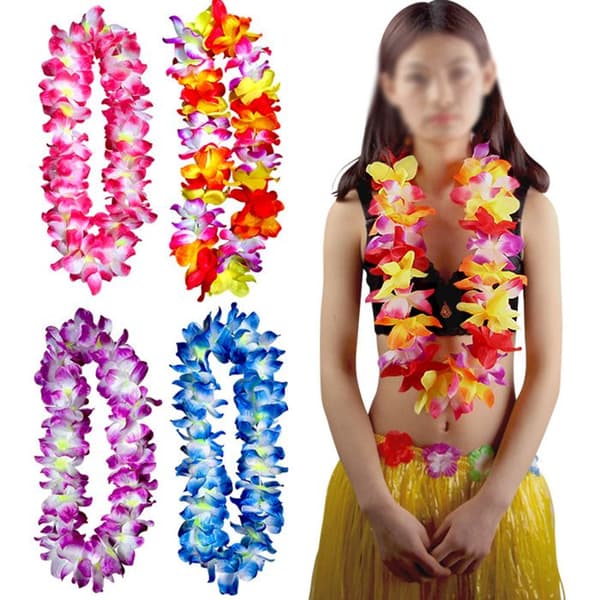 Krans, kunstige blomster, polyester, lett, hawaiiansk fest, voksen/barn.