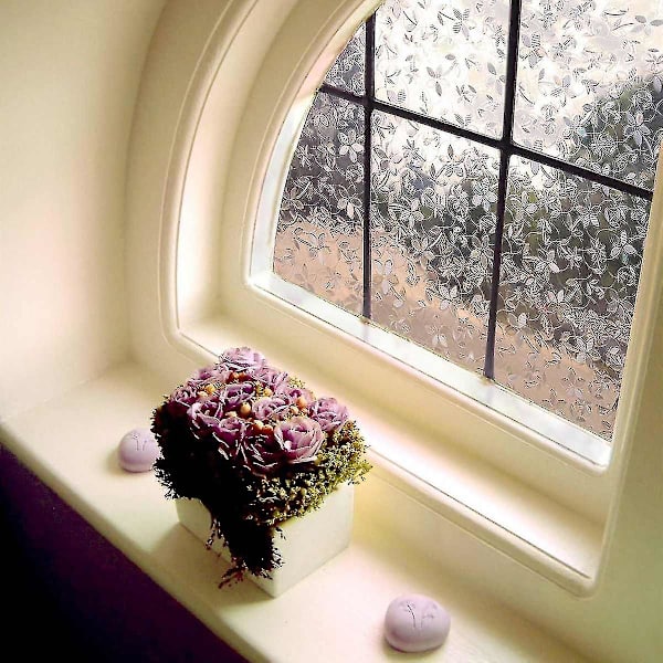 45cm/90cm*100cm ogenomskinlig fönsterfilm sekretess självhäftande fönsterdekaler för fönsterfilmer heminredning sovrum glas blommönster-9