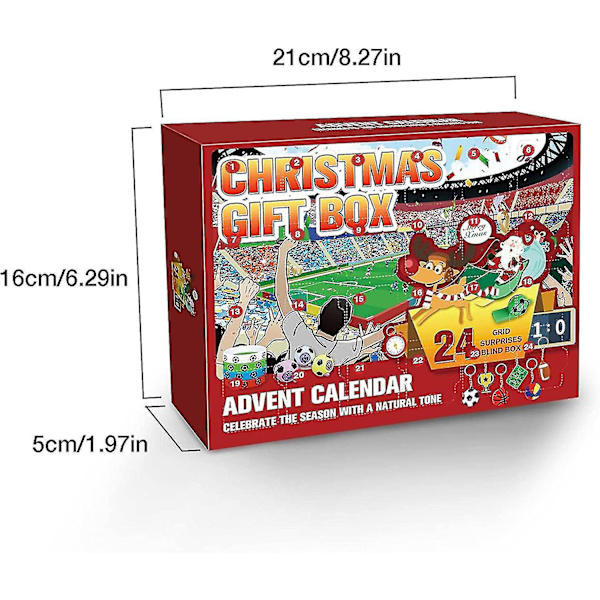 Fotbollsadventskalender 2022, 24-dagars presentförpackning för barn, fotbolls-VM-leksaker för jullov Toddler Pojkar Flickor Vuxna Present