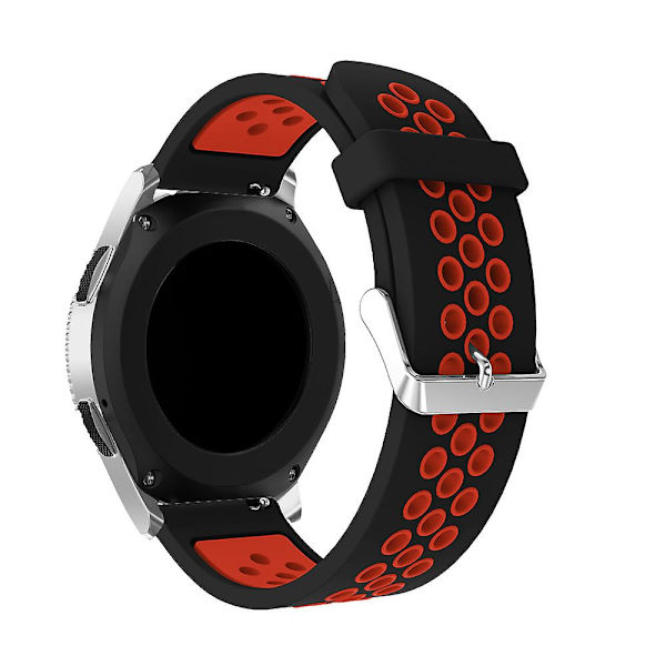För Samsung Galaxy Watch 46mm Runt Hål Tvåfärgad Silikonband BlackB
