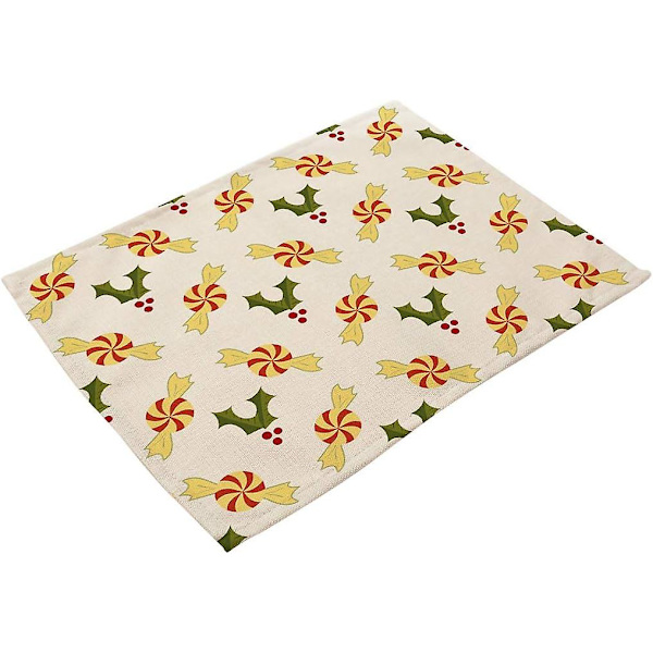 Set med 6 moderna designunderlägg i bomull och linne 42 x 32 cm Set med 6 (art-d)