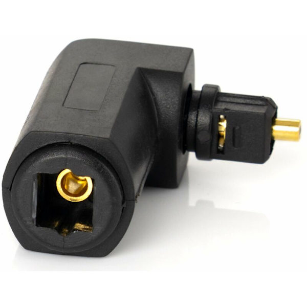 2x Toslink 90° vinkeladaptrar (Toslink honkontakt till hankontakt), rätvinklig kontakt för optisk digital ljudkabel (TOS-kabel), S/PDIF-kabel