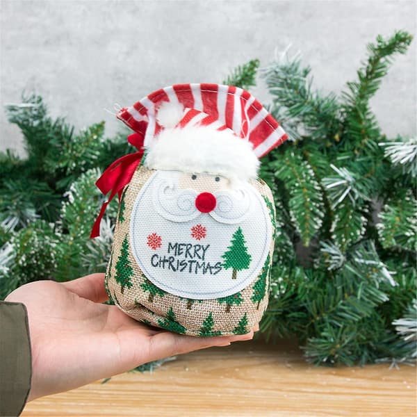Jultomte Snögubbe Presentpåse Godispåse Julafton Äppelpåse Förvaringsväska