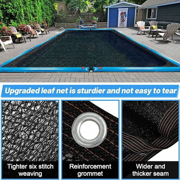 Bladnätsskydd för rektangulär pool ovan mark poolskydd skyddar mot fallna löv och skräp utomhus 2x3m (6,5x10ft)
