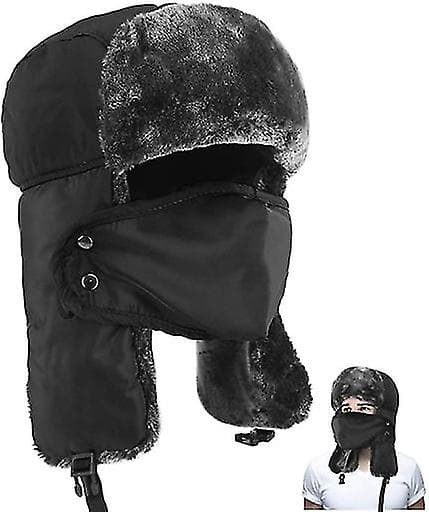 Flygarhatt håller värmen på vintern med svart mask