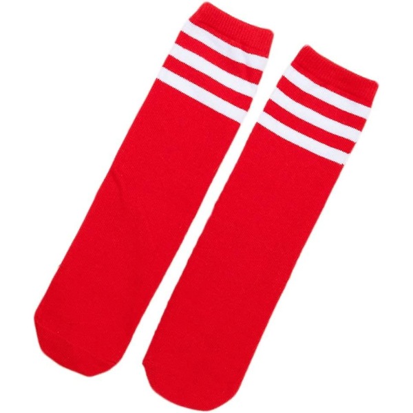 Fotbollsstrumpor för barn över knäet (röda och vita ränder) 1 par