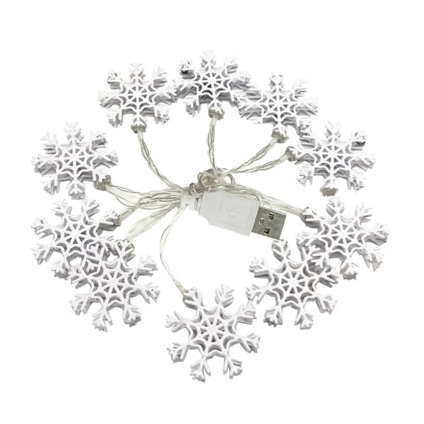 3 meter 20 lampor-usb jul snöflinga ljusslinga vit