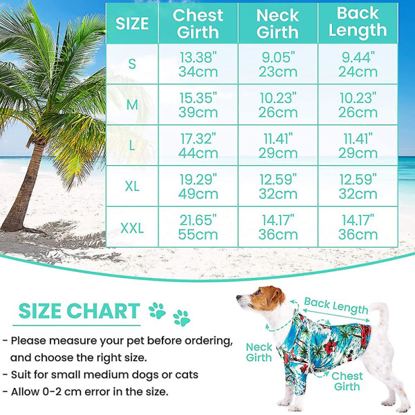 4 st Pet Sommar T-shirts Hawaii Stil Blommig Hundskjorta Hawaiiansk Tryckt Husdjur T-shirts Andningsbar Husdjur Coola KläderXLStyle 2
