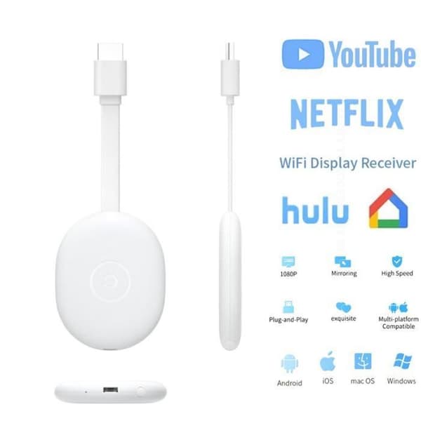 1 Dongle, WLAN-modtager, Miracast 1080P, HDMI-adapter, kompatibel med Android og iOS, til TV.