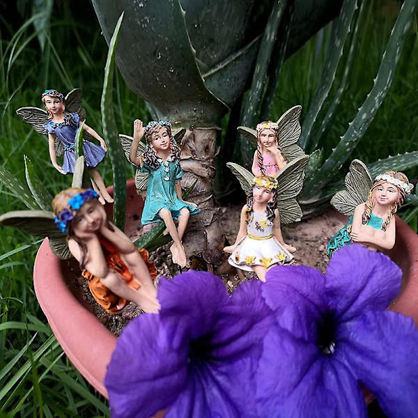 6-delad miniatyrfeuppsättning - Dekorativa statytillbehör för trädgårdsdekorationer utomhus