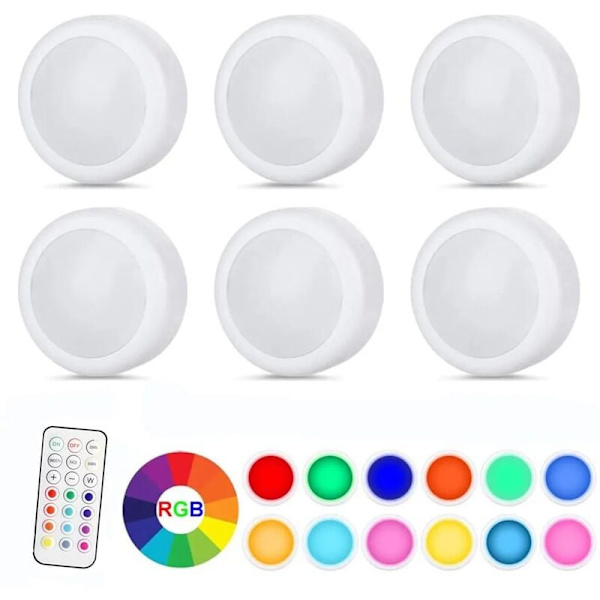 Delar LED RGB skåpbelysning nattljus skåpbelysning batteridriven med fjärrkontroll