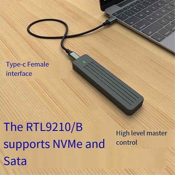 M.2 Aluminium SSD-låda, Stöd för NVMe/NGFF SATA Typ-C USB3.2 Gen2 Aluminium 10G Dubbelavtal Graf