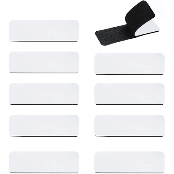 10 st självhäftande kardborreband, svart, extra starka kardborreband (10 x 3 cm)