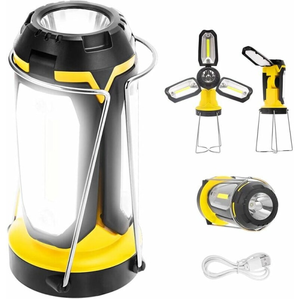 Campinglampa, LED-campinglykta 6 ljuslägen IP66 vattentät Powerbank 1200mAh USB uppladdningsbar campinglampa för nattfiske utomhus