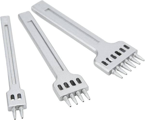 Rostfritt stål läderstygningsstans, 2/4/6 spets rad hålstans spets mejsel set (4mm)