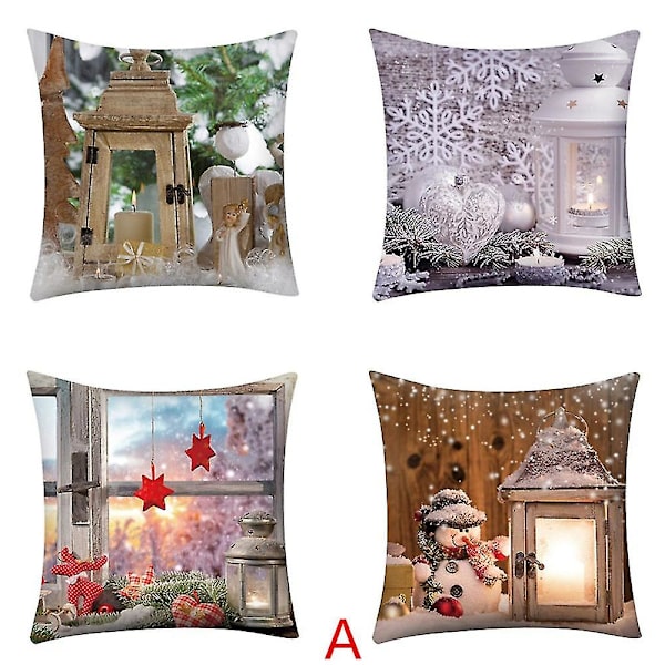 4-pack Tryckt Kuddfodral Polyester Soffa Bil Kuddeöverdrag Heminredning