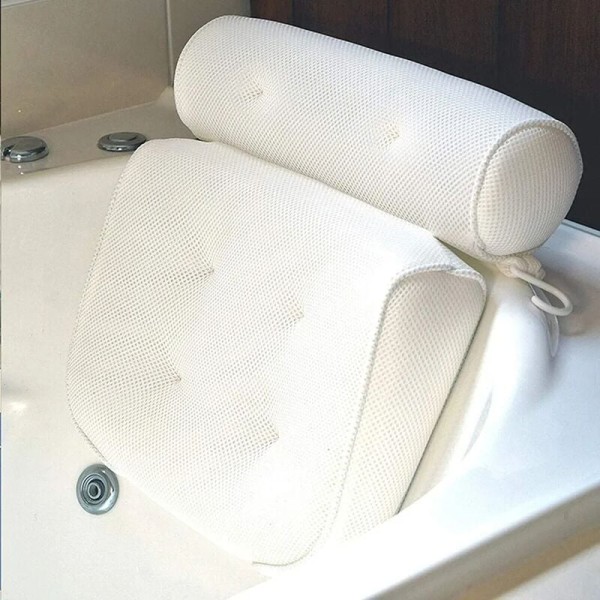 Badekarpude badekar 3D Air Net komfort badekar pude med sugekopper nakkepude nakkestøtte 37x 35x 10cm