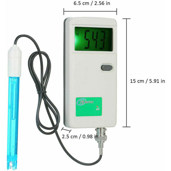 PH-mätare Högprecisions-pH-testare Bärbar bakgrundsbelyst display Dricksvattenkvalitetstestare för vattenlaboratorium Hydroponics Aquarium Pool White Ph-3012B
