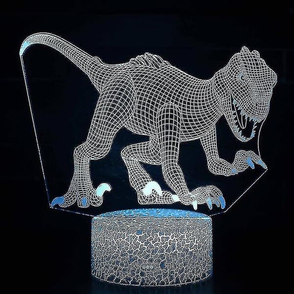 3D LED Dinosaur Natlampe Touch 7 Farver Skiftende Senge