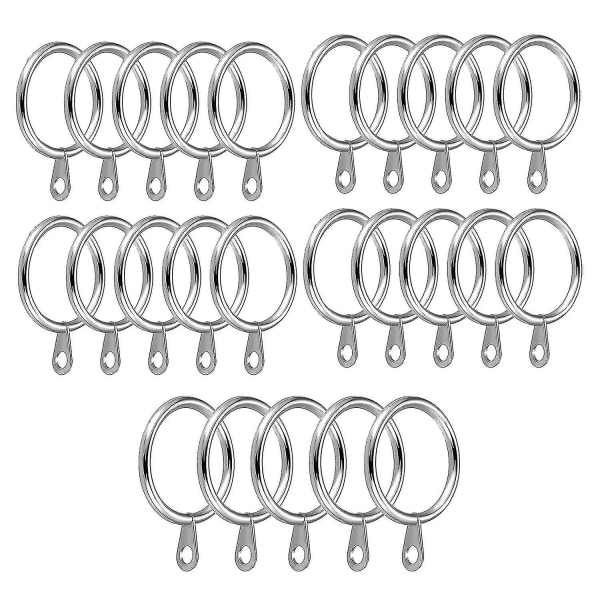 24-pack metallgardinringar, 30 mm innerdiameter för gardinstänger, stänger och draperier, silver