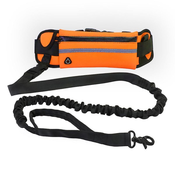 Handsfree hundkoppel Justerbart löp- och gångkoppel med bred rygg (orange)