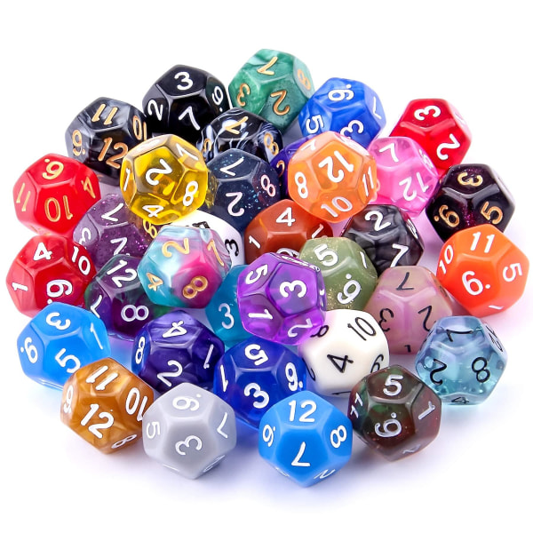 50 stycken polyhedral tärningar 12-sidiga blandade färger tärningar för Dnd Rpg Mtg brädspel 8mm