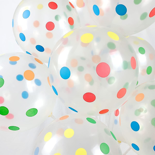 50 stk. Polka Dot Balloner, 12 tommer Regnbue Balloner, Klar Latex Runde Balloner med Multifarvede Prikker til Børn Kvinder Mænd Fødselsdag Bryllup Jubilæum