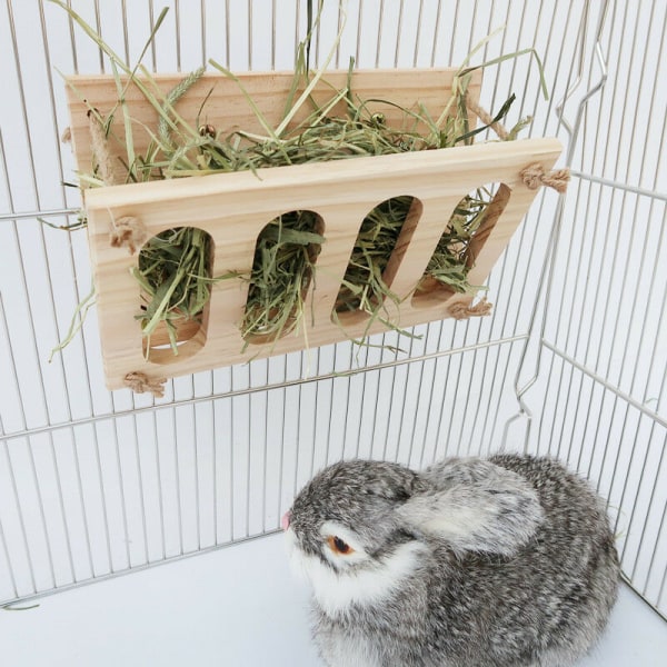 Triomphe Kanin Hö Feeder Fällbar Trä Fast Bricka Marsvin Hö Feeder Husdjur Gräs Hållare Bur Chinchilla Hamster Tillbehör