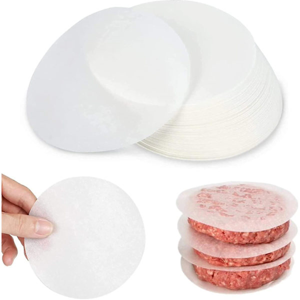 Burger Patty Paper Set med 500 ark Rund Bakplåtspapper 11 cm Vaxpapper, Non-stick Separationspapper för Hamburgerpressar, Fricailles, Patties, Stea