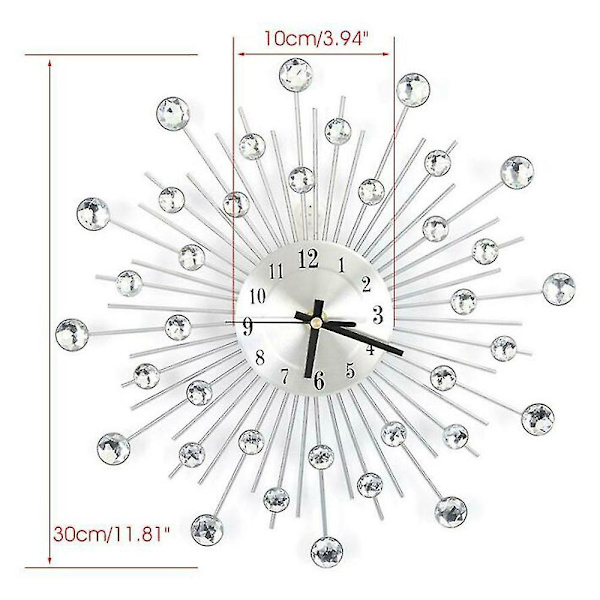 Radial Sunburst Diamond Silent Väggklocka Modern Heminredning