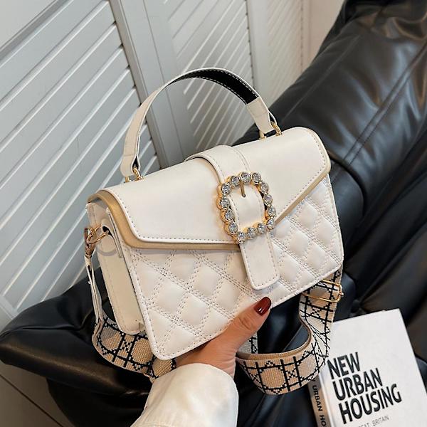 Axelväska för kvinnor Läderväska Crossbody-väskor med kedjeband ClearanceWhite