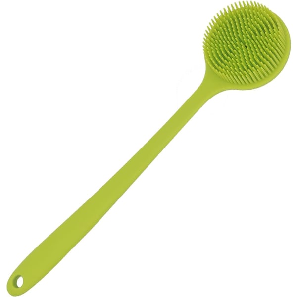 Langt håndtag bruser silikone ryg rengøring blød bruser børste (grøn)