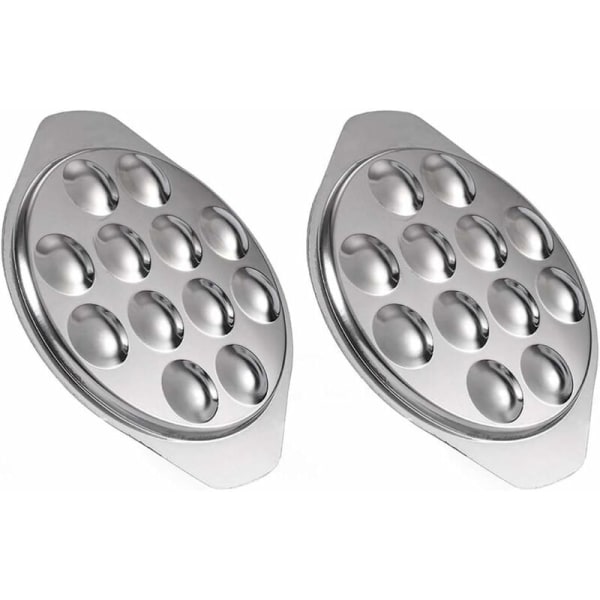 2 PCS Snail Plate Stainless Steel Flat 12 Hole Snail Plate Divider Snail Grill Mushroom Silver