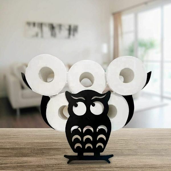 Owl Shape wc-paperiteline, mustametallinen wc-pidike, 7 kapasiteettia, pehmeä pilvitapettiseinä, hauskoja kylpyhuonetarvikkeita