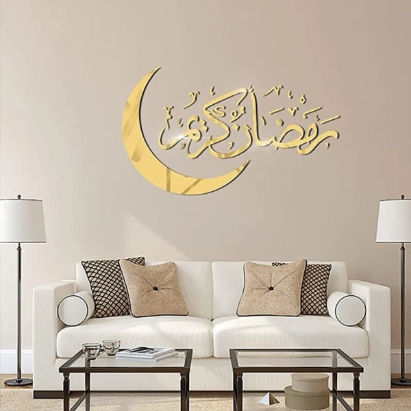 Ramadan-dekoration, Eid Mubarak Ramadan-dekor för spegelklistermärken, spegelväggklistermärken, väggdekor, Eid Mubarak-dekoration