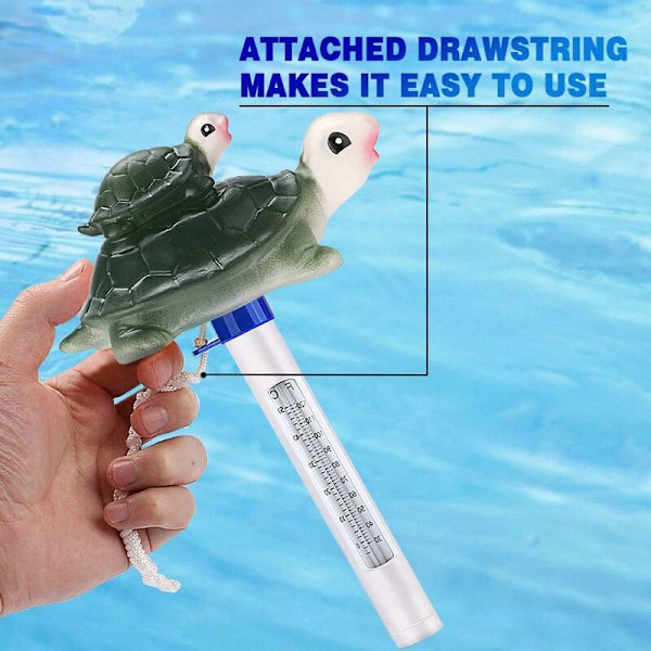 Simtermometer för pool, flytande simtermometer med rep, flytande stöttålig simtermometer med rep