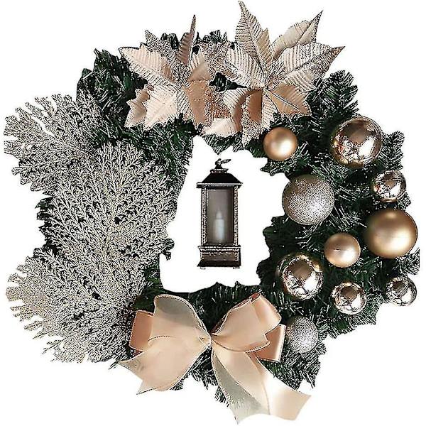 Julkrans Konstgjorda Blommor Champagne 25cm Julkransar Jul Spiskrans För Inomhus Utomhus Jul Dekor För Dörr Vägg Fönster