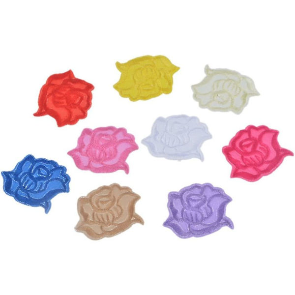 20 st rosor blomsterbroderi applikation strykjärn på blomma applikation kläder lapp sömnad dekoration
