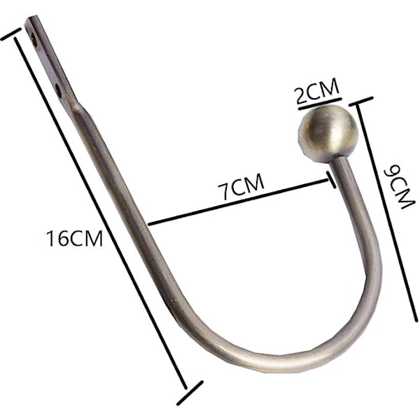 2 st väggmonterade U-formade metallgardinkrokar