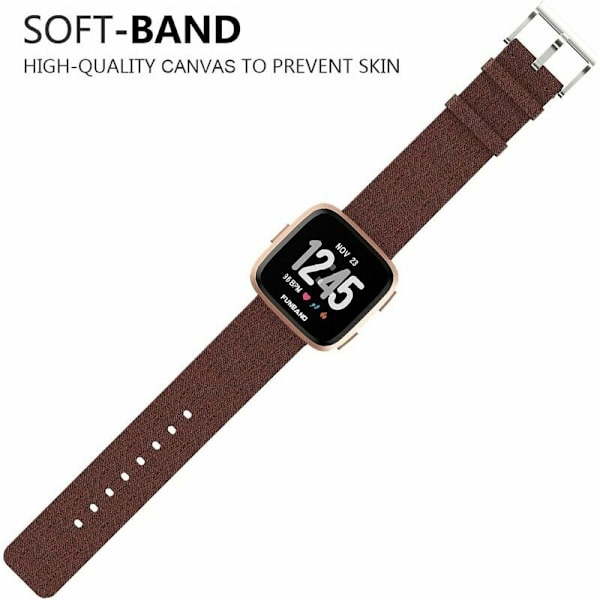 1 st Fitbit Versa 2 armband, vävt band, justerbart ersättningsarmband, sporttillbehör för Fitbit Versa 2 smartwatch (kaffe)
