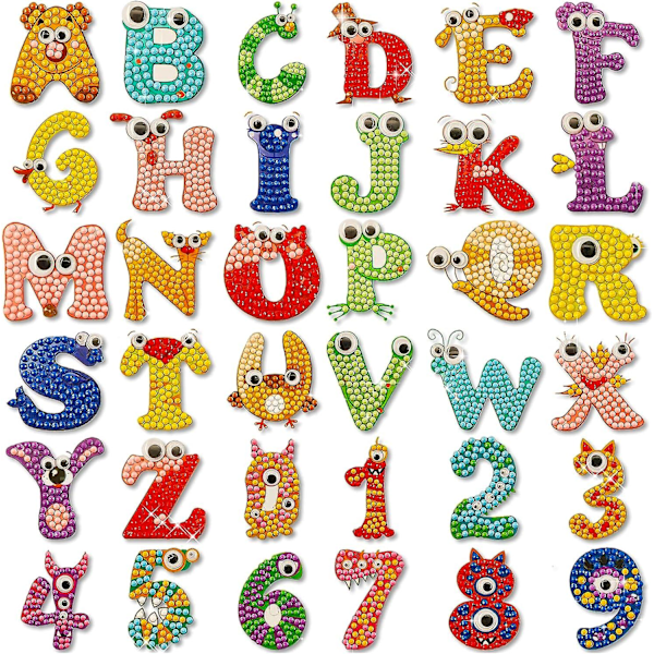 Diamond Painting For Kids36pcs Diamond Art Alphabet Sticker Craft With Gem Tool,arts And Crafts For Kids Ages 8-12,best Mosaic Stickers Gift To Diy