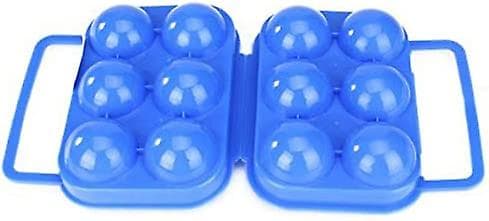 Bärbar hopfällbar plast äggställ förvaringslåda rymmer 6 ägg (blå)