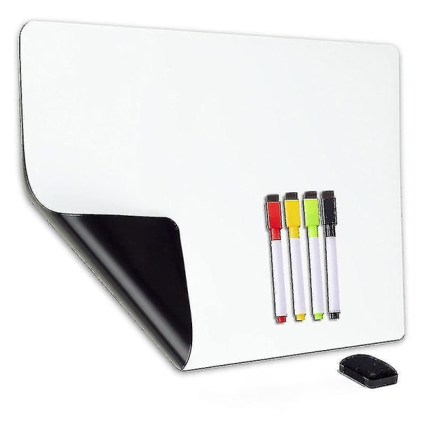 Magnetisk torr raderbar whiteboard-ark med 4 markörer