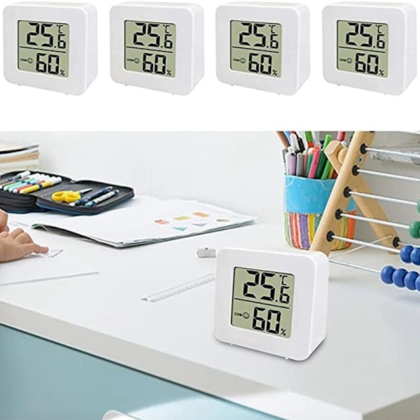 4 stk. LCD intelligent hygrometer, stue termometer, digitalt indendørs termometer til indendørs rum