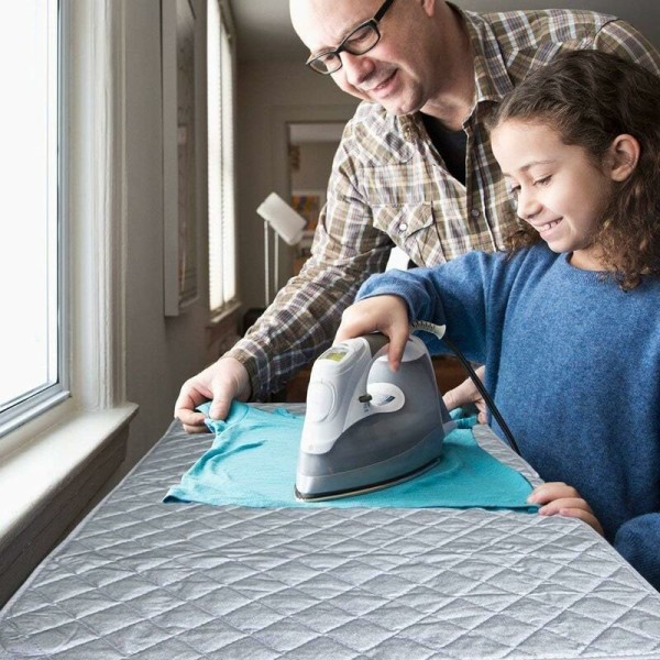 Isolerande strykbordsduk Cover Bomull strykmatta på bärbart bord för tvättmaskin och torktumlare Resa hem Silver 48 85 cm（1 st）