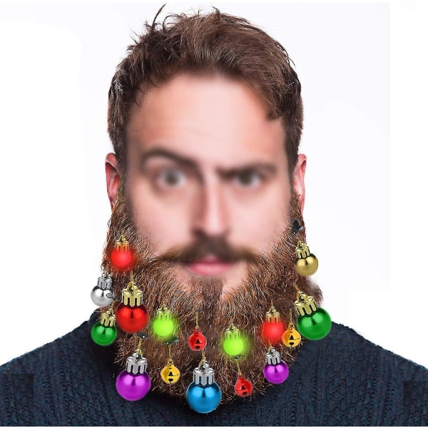 16 st julskäggprydnader, julskäggklockor tomtebardsklämma julgranskulor prydnad för vuxna män kvinnor kostymdekoration skägg hår Chri