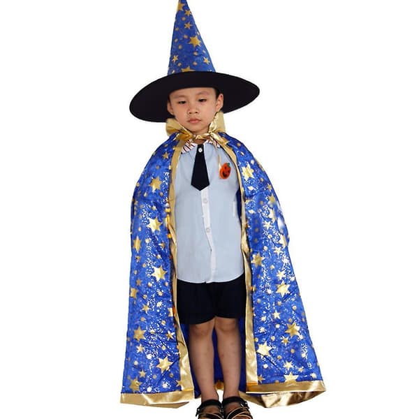 Halloween Barnkappa Kappa Hatt Set Blå