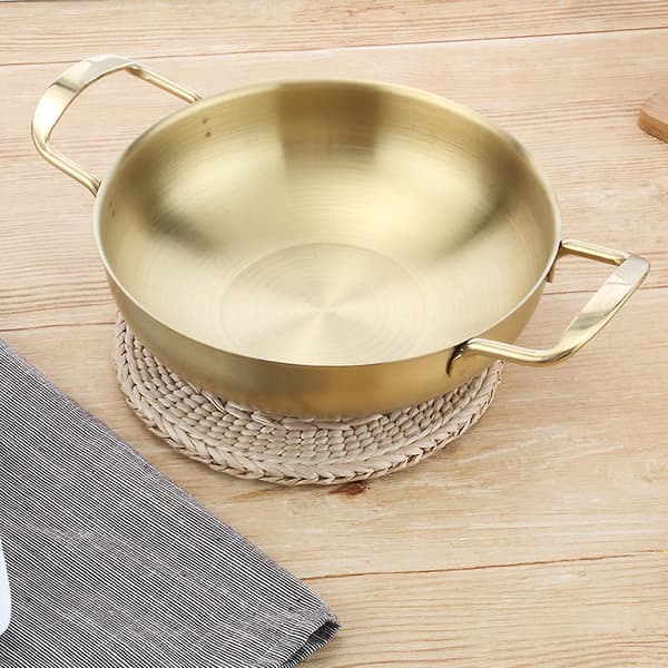 Klassisk stekpanna i rostfritt stål, köksredskap - 22 cm i diameter (Silver)