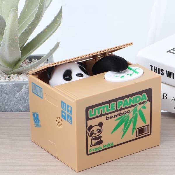Elektrisk spargris i form av en glupsk panda för barn